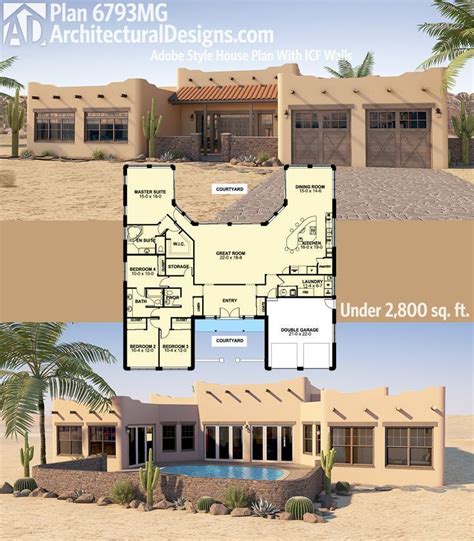 Plan 6793mg Adobe Style House Plan With Icf Walls House Plans Dream