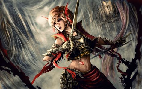 Women Warrior Elves Artwork Fantasy Art Sword Armor