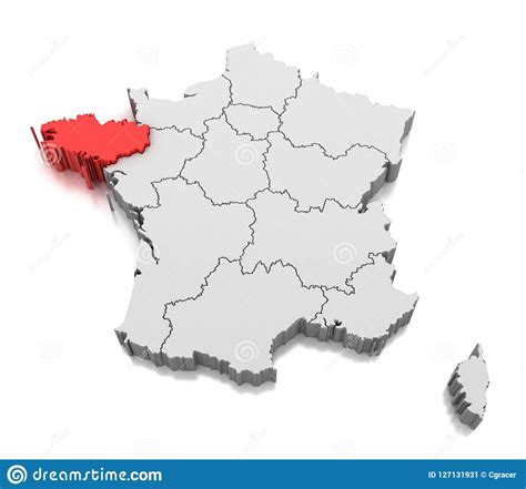 Karte Von Bretagne Region Frankreich Stock Abbildung Illustration