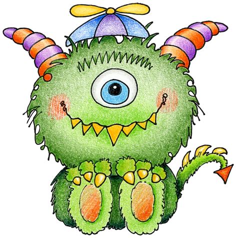 A Drawing Of A Green Monster With Horns And Eyes On Its Head Sitting Down