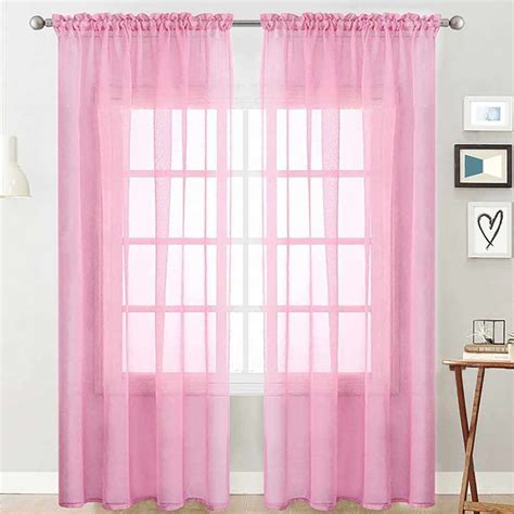 Sheer Curtains Living Room Rod Pocket Window Curtain Panels Bedroom Semi Sheer Voile Curtains