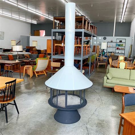 Retro malm mid century mod modern orange / red preway enameled cone fireplace. White Mid Century Modern Malm Carousel Fireplace | Chairish