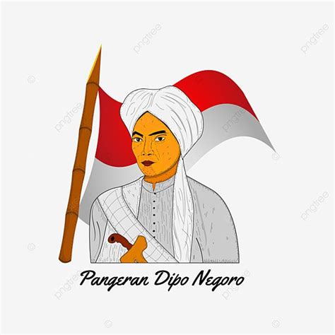 Pahlawan Indonesia Vector Design Images Hand Drawn Pangeran Dipo