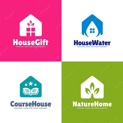 Premium Vector Abstract House Logo Design Collection With Four