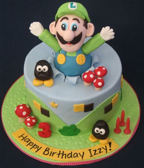 Mario and luigi and all the decorations are made out of homemade m. Blissfully Sweet: Luigi Birthday Cake for a "Racy" little ...