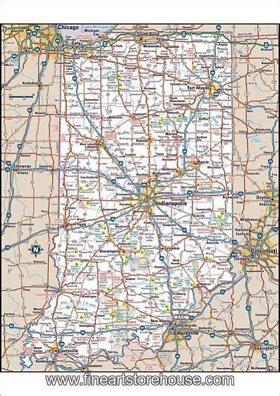 Print Of Indiana Highway Map Prints Poster Prints Fine Art Prints