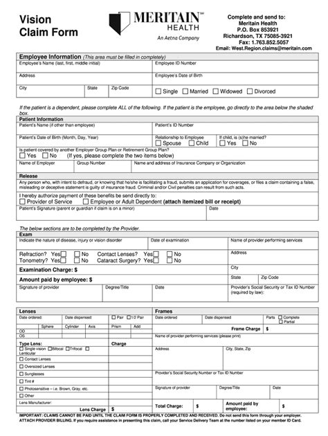 Meritain Vision Claim Form Fill And Sign Printable Template Online