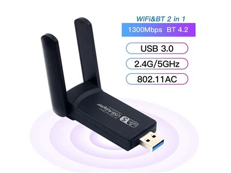 Derapid Usb Wifi Bluetooth Adapter 1300mbps Dual Band 245ghz Wireless
