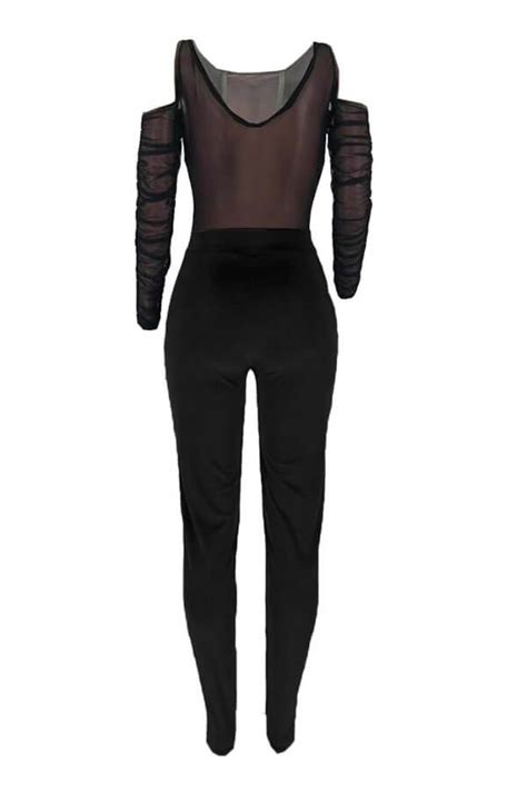 Lovely Sexy See Through Black One Piece Jumpsuitlovelywholesale
