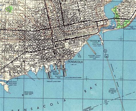 1944 Topo Map Of Pensacola Florida Quadrangle Etsy