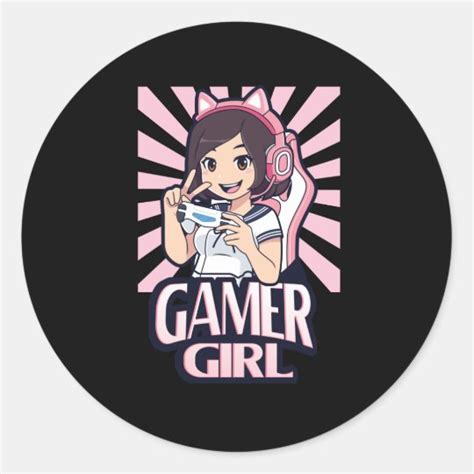 Anime Gamer Girl Gaming Girls T Classic Round Sticker