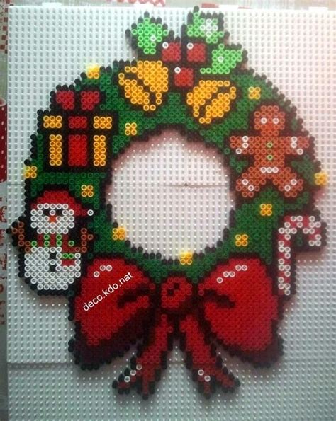 Christmas Wreath Hama Perler Beads By Decokdonat Couronne De Noël