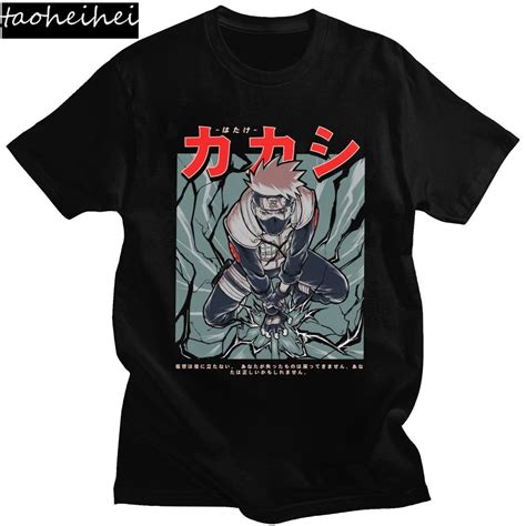 Kakashi Hatake Camisa Masculina 100 Algodão Anime Manga Curta Camisa De Manga Curta Verão