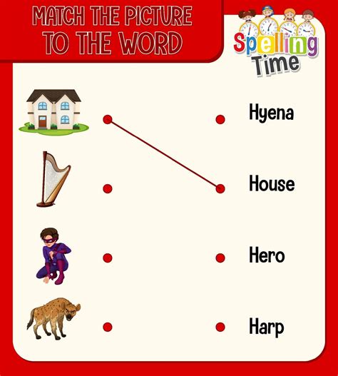 Match The Picture To The Word Worksheet For Children 1988480 Vector Art