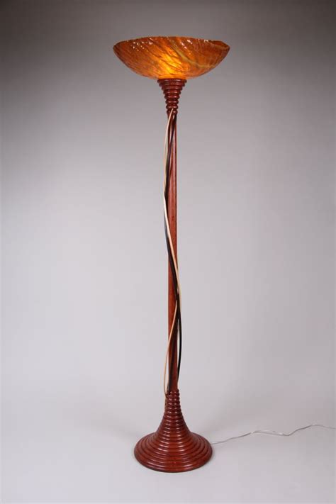 Bubinga Honeycomb Torchiere With Walnut And Maple Tendrils By Clark
