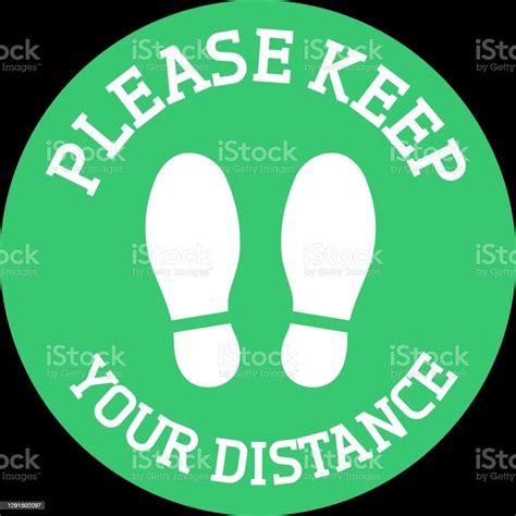 Please Keep Your Distance Sticker Stock Illustration Download Image
