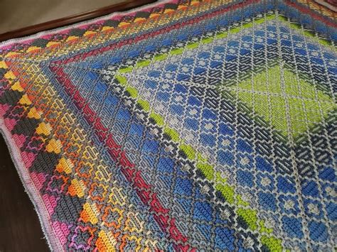 Easy Geometric Mosaic Crochet Afghanblanket Pattern No Etsy