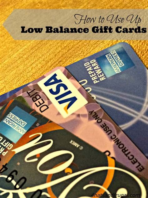 Go to online shopping for electronics, apparel, computers, books, dvds & more, and then sign in. How to Use Up Low Balance Gift Cards - 4 Hats and Frugal