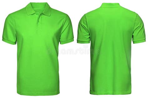 Blank Green Polo Shirt Front And Back View Isolated White Background