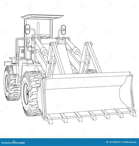 Wheel Loader Outline Vector Stock Illustration Illustration Of