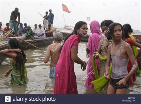 download this stock image bathing in holy ganges river varanasi india b26yae from alamy s