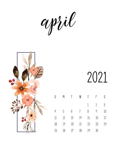 April 2021 Calendar Clipart