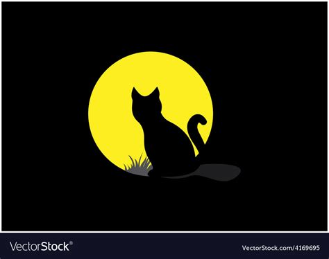 Silhouette Of A Black Cat Over Moonlight Vector Image