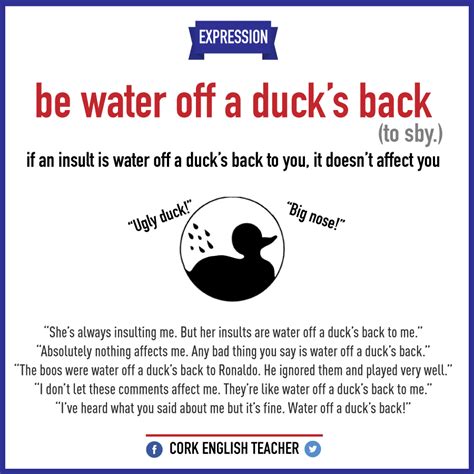 Be Water Off A Duck S Back English Phrases Idioms English Phrases