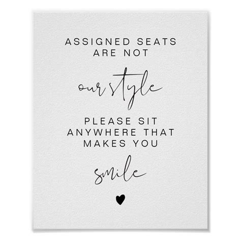 Adella Edgy Modern Sit Anywhere No Assigned Seats Poster Zazzle Make You Smile Poster Size