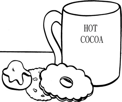 hot chocolate with biscuits coloring picture