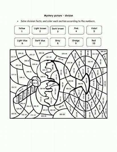 Mystery Division Coloring Worksheets Multiplication Math Ice
