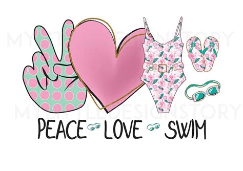 Peace Love Swim Sublimation Digital Download Swimwear Png Etsy