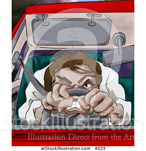 illustration of an angry driver with road rage driving a car by atstockillustration 223