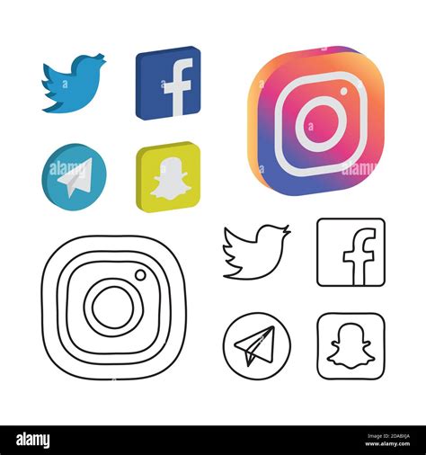 Icon Set Of Social Networks Logos Over White Background Isometric And