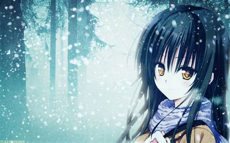 Winter Snow Trees Forests Long Hair Outdoors To Love Ru