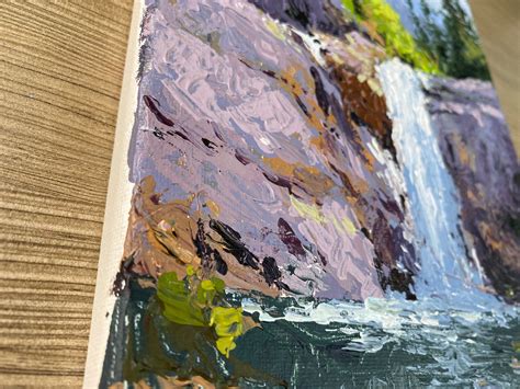 Acrylic Palette Knife Painting Waterfall Original Painting Etsy