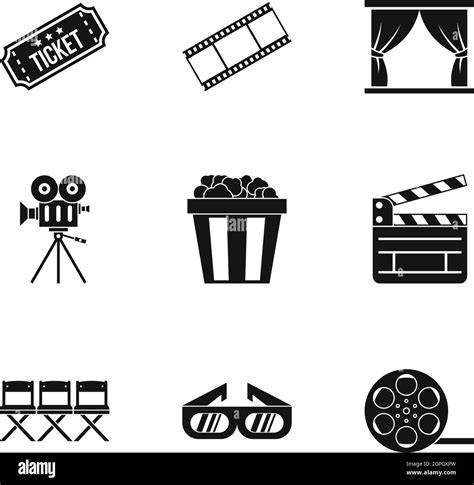 Cinema Icons Set Simple Style Stock Vector Image And Art Alamy