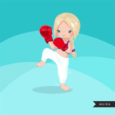 Kickboxing Girl Clipart Chic Characters African American Etsy Clipart