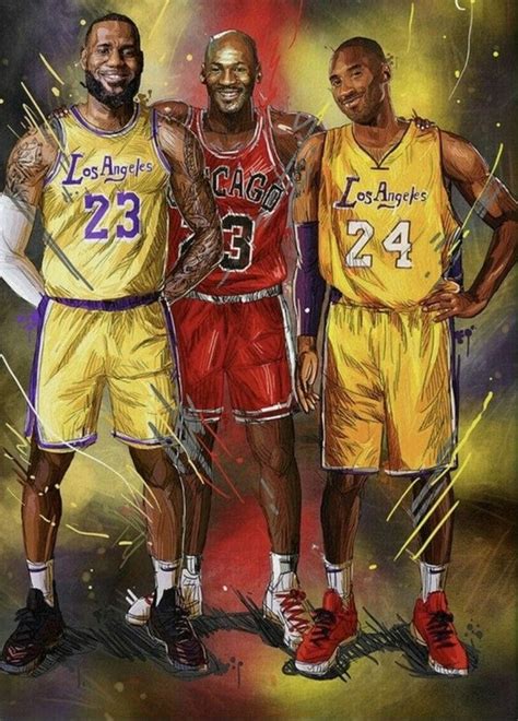 Kobe Bryant Jordan And James Tribute Poster Mamba Lakers Nba Etsy