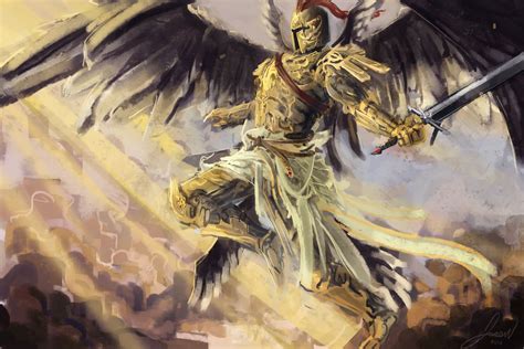 Angels Warriors Painting Art Wings Armor Fantasy Warrior Angel