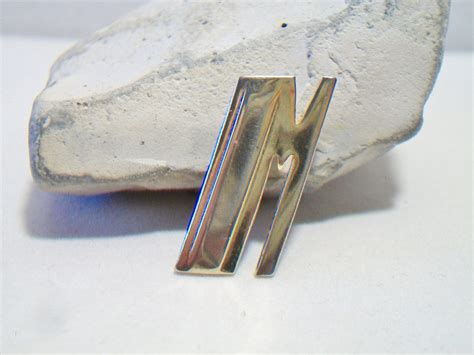 Initial M Monogram Letter Brooch Pin Fashion Costume Jewelry Etsy