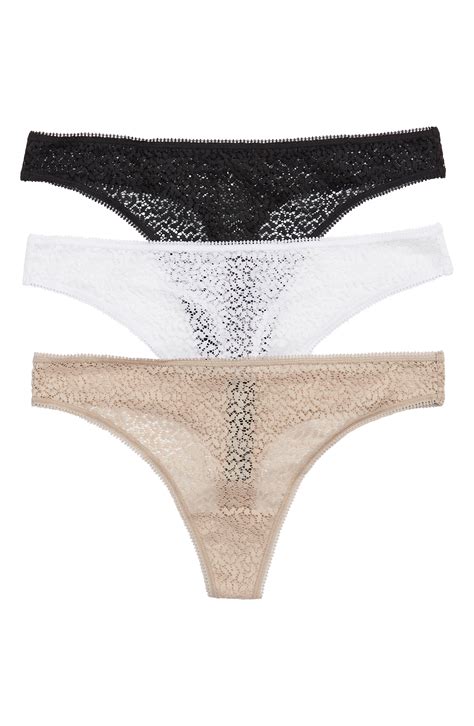 Dkny Modern Lace 3 Pack Thongs In Black Lyst