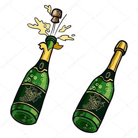 Vector Set Of Champagne Bottles With Glasses And Champagne Buck Stock
