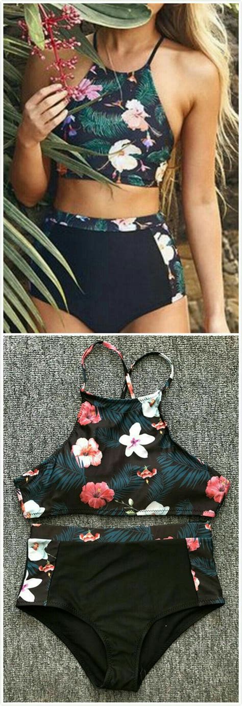 Swimwear Swimming Swimsuits Two Piece Swimsuit Swim Suit Swimwear Black And Floral