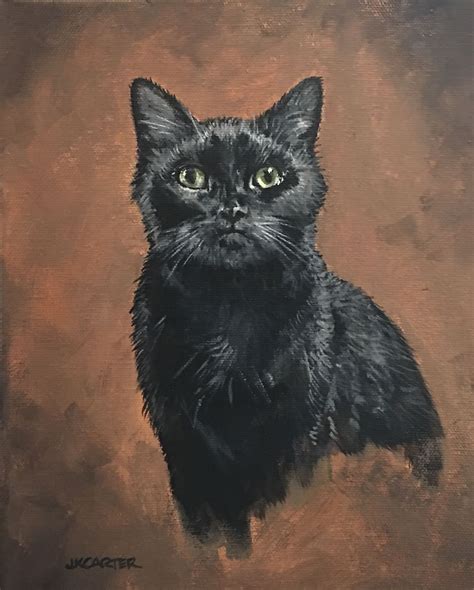 Black Cat Cat Portrait Pet Portraiture Custom Acrylic Painting On Canvas By Jkcarter Sold