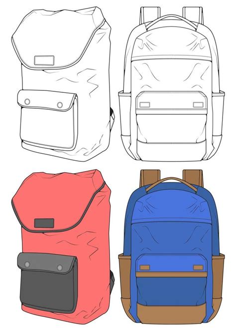 Set Of Vector Backpacks Illustration Backpacks For Students