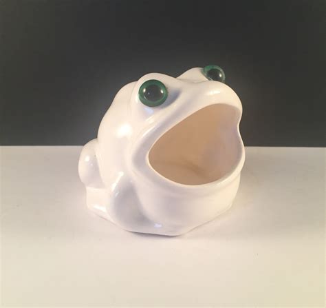 Wide Mouth Frog Vintage Ceramic Scrubby Holder White Frog Scrubby