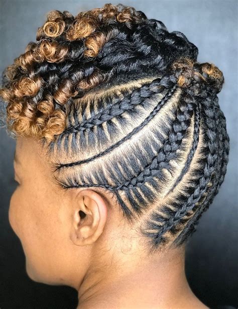 Black Updo With Cornrows And Highlights Cool Braid Hairstyles Big