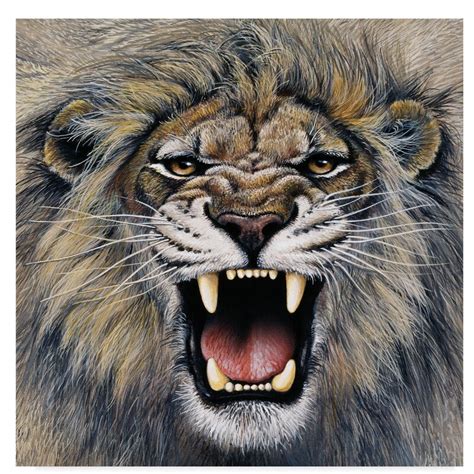 Trademark Art Lion Roaring Acrylic Painting Print On Wrapped Canvas