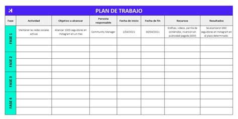 Formato De Plan De Trabajo En Excel GRATIS Crehana